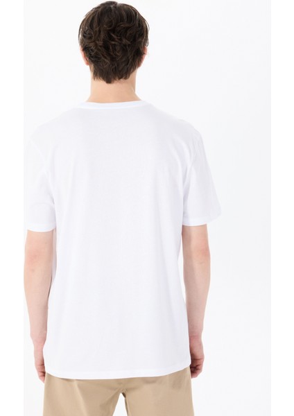 Bisiklet Yaka Baskılı Beyaz Erkek T-Shirt M5SM-TST1298 indirimleri