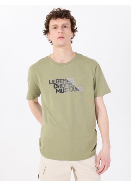 Bisiklet Yaka Baskılı Haki Erkek T-Shirt M5SM-TST1302 modelleri