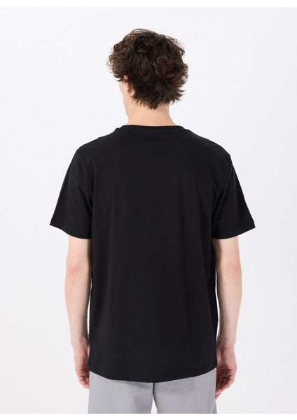 Bisiklet Yaka Baskılı Siyah Erkek T-Shirt M5SM-TST1929