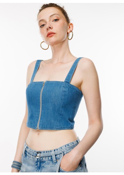 Kare Yaka Batik Koyu Indigo Kadın Büstiyer DT10514