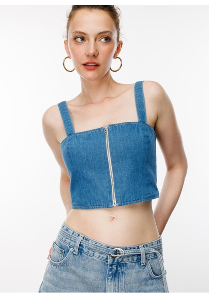 Kare Yaka Batik Koyu Indigo Kadın Büstiyer DT10514 fiyatları
