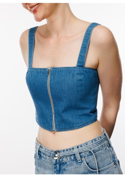 Kare Yaka Batik Koyu Indigo Kadın Büstiyer DT10514 modelleri