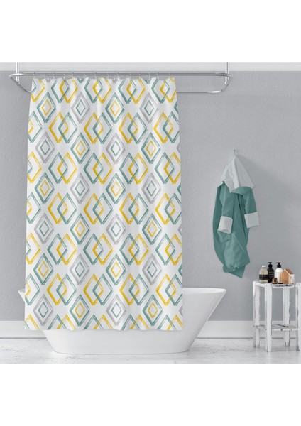 Banyo Perdesi 3589 1X180X200, Perde Borusu Askı Aparatı Köşe Boru Beyaz Hediyeli, Duş Perdesi Seti fiyatları