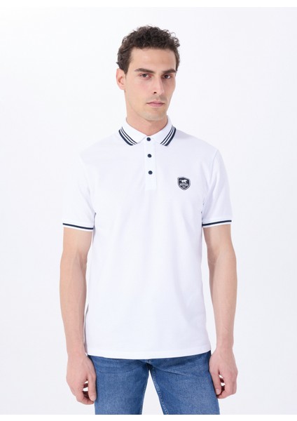 Nakışlı Beyaz Erkek Polo T-Shirt M5SM-TST1356 modelleri