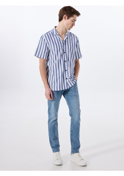Relaxed Mavi - Beyaz Çizgili Erkek Gömlek M5SM-GML1053 fiyatları