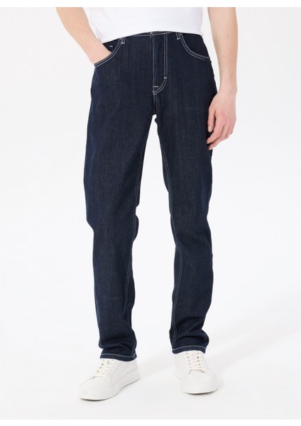 Orta Bel Straight Lacivert Erkek Denim Pantolon Washıngton Straıght-73 modelleri