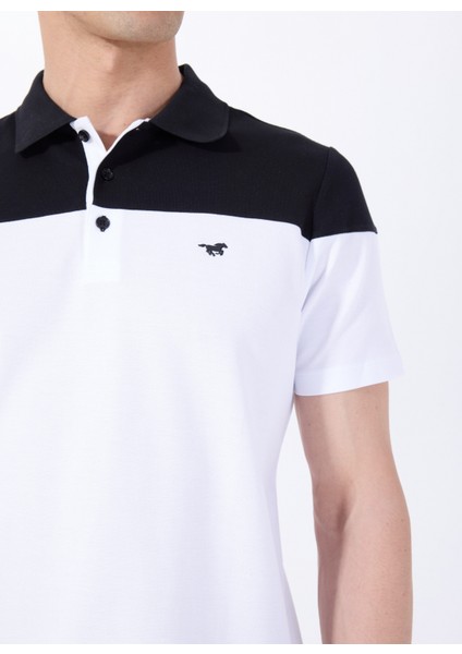 Blok Desenli Siyah - Beyaz Erkek Polo T-Shirt M5SM-TST1333 fırsatları