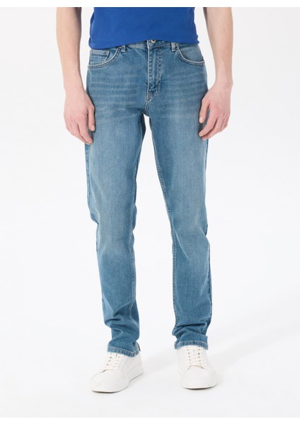 Orta Bel Slim Fit Açık Mavi Erkek Denim Pantolon Vegas Slım - 1011 modelleri
