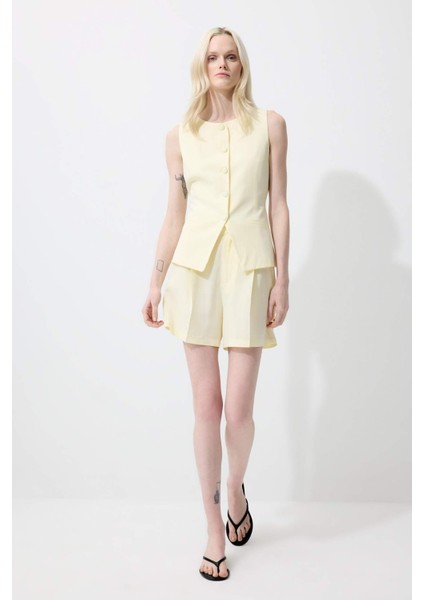 Slim Fit Dar Kesim Keten Karışımlı Blazer Yelek E9946AX25SM fiyatları