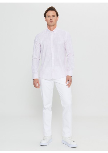 Slim Fit Düğmeli Yaka Pembe Erkek Gömlek ACE020252168_PMB fiyatları