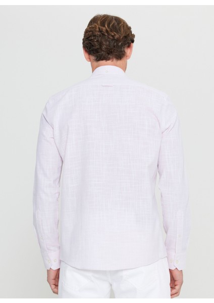 Slim Fit Düğmeli Yaka Pembe Erkek Gömlek ACE020252168_PMB indirimleri