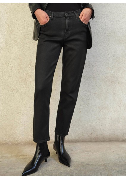 ISSA Slim Fit Yüksek Bel Kaplamalı Siyah Kadın Jean Pantolon fiyatları