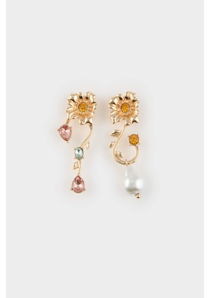 Kadın Çiçekli İncili Küpe E8022AXNS