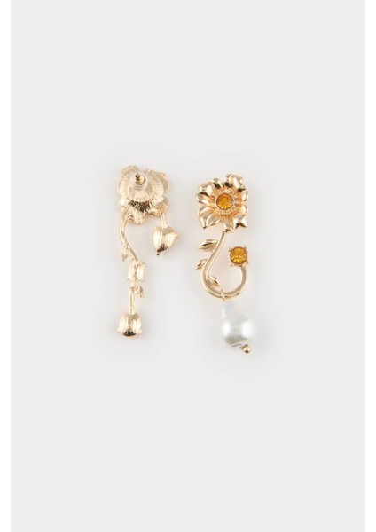 Kadın Çiçekli İncili Küpe E8022AXNS modelleri