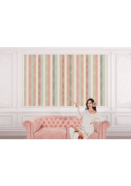 - Iskandinav Tarzı Minimalist Şık Çizgili Pastel Tonlu Duvar KAĞIDI-5505
