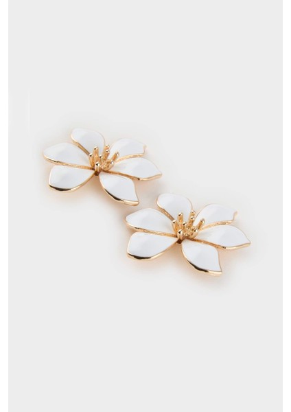 Kadın Beyaz Çiçek Küpe E7835AXNS fiyatları