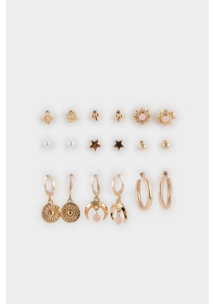 Kadın 9'lu Gold Küpe E8569AXNS