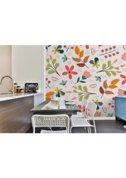 - Renkli Çiçekler Desenli Duvar KAĞIDI-5651