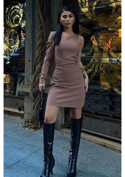 Adore Tek Kol Taş Detay Elbise 26848