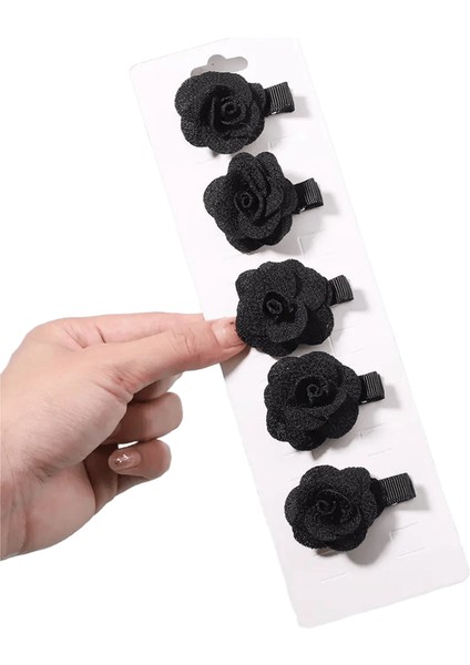 5pcsset Düz Renkli Tatlı Camellia Saç Klipleri lar Kızlar Çiçek Saç Tokaları Kapalı Güvenlik Klipleri Şaplak Renk4 (Yurt Dışından)
