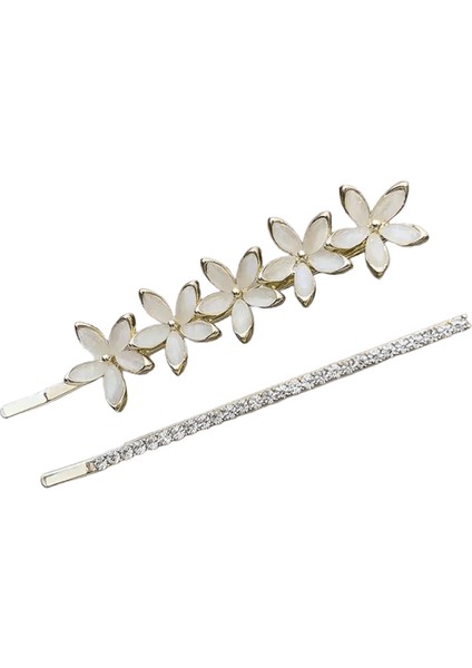 Yeni Kore Versiyonu Pearl Flower Zircon Tek Satır Saç Klip Rhinestone Yan Klip Mizaç Kadın Moda Metal RenkMHM-01-052-06 (Yurt Dışından)