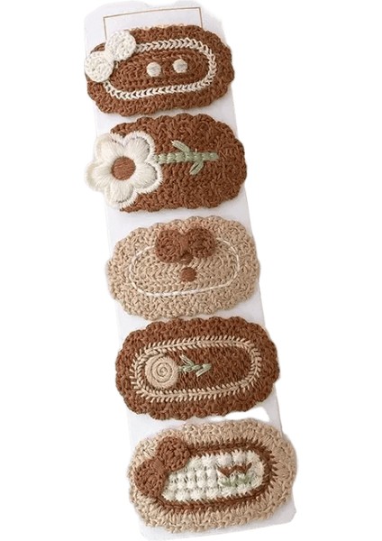 5pcs Kore Saç Tokası lar Küçük Kızlar Sevimli Tatlı Çiçek Örgü Peluş lar Ettes Şaplak Kahve Rengi (Yurt Dışından)