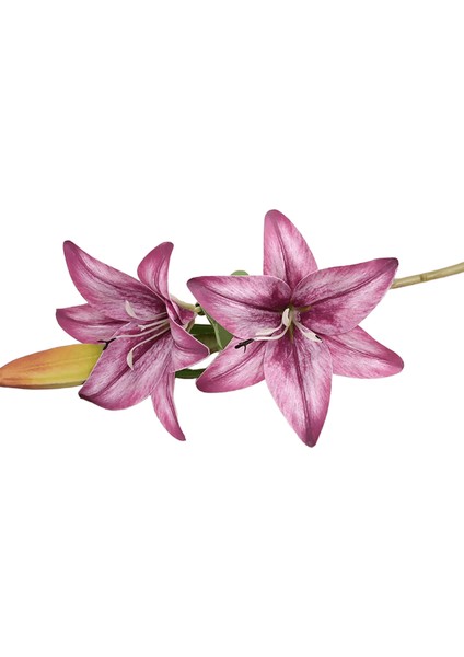 Gerçek Görünümlü 3D Baskı Zambak Dalı Yapay Çiçekler Düğün Ev Bahçe Dekorasyonu Beyaz Sahte Çiçekler Flores Renk58 -Mor (Yurt Dışından)