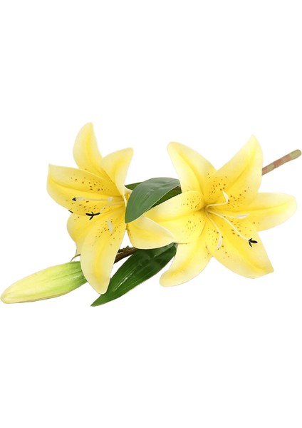 Gerçek Görünümlü 3D Baskı Zambak Dalı Yapay Çiçekler Düğün Ev Bahçe Dekorasyonu Beyaz Sahte Çiçekler Flores Renk58 - Sarı (Yurt Dışından)