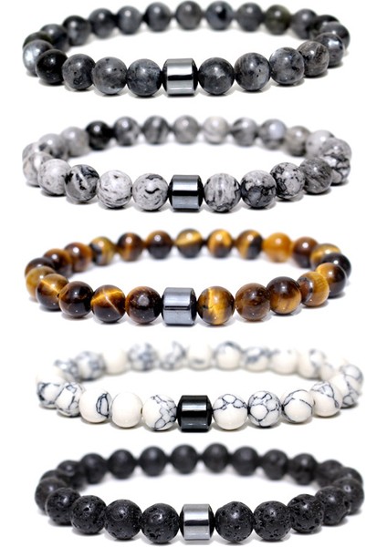 Parıldayan Taş Erkek Klasik Kaplan Gözü Taşı Beyaz Turkuaz Bileklik Siyah Demir Manyetik Bileklik Volkanik Taş Enerji Bileklik (Yurt Dışından) fiyatları