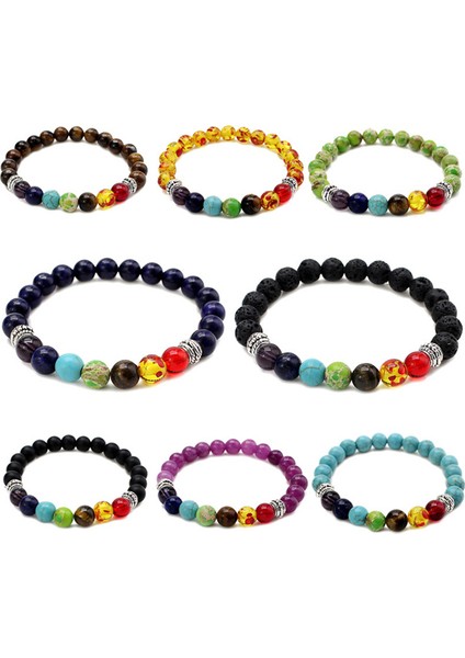 19CM Tarzı B0378 7 Çakra Iyileştirme Bilekliği ile Volkanik Lava, Mala Meditasyon Bilekliği Erkek ve Kadın Takı Koruma, Enerji, Iyileşme (Yurt Dışından) fiyatları