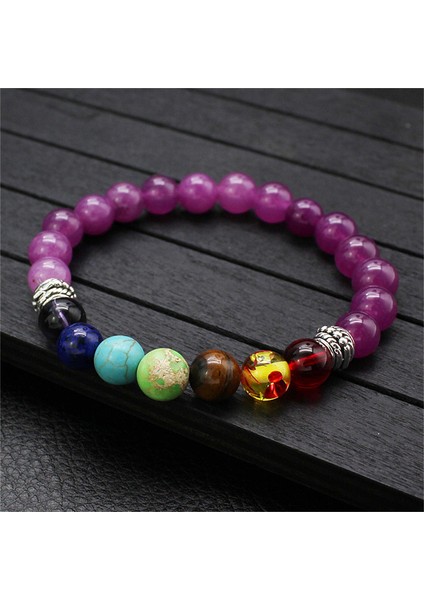 19CM Tarzı B0378 7 Çakra Iyileştirme Bilekliği ile Volkanik Lava, Mala Meditasyon Bilekliği Erkek ve Kadın Takı Koruma, Enerji, Iyileşme (Yurt Dışından) fırsatları