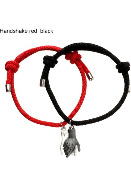 El Sıkışma 1 Sevgili Hediye Maskot Moda Kırmızı Siyah Ipler Çift Bileklik Uzun Mesafe Aşk Takı Çift Takı Dikiş Kolye (Yurt Dışından)