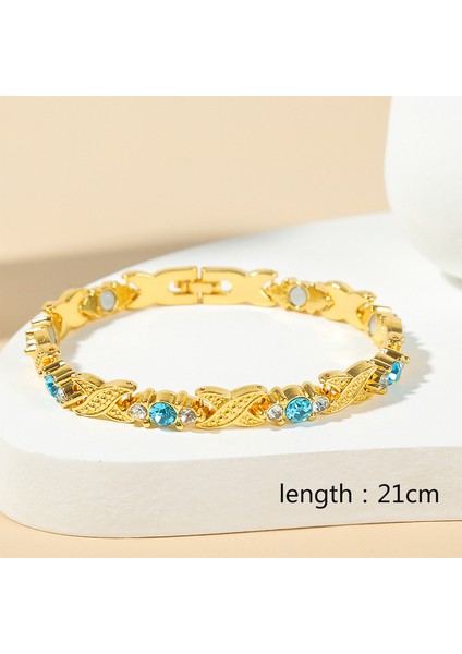 No.5 Boyutu 1 Adet Moda Enerji Manyetik Bilezik Yaratıcı Altın Rengi Parlak Taşlı Kadın Erkek Örgü Bilezik Takı Hediye (Yurt Dışından)