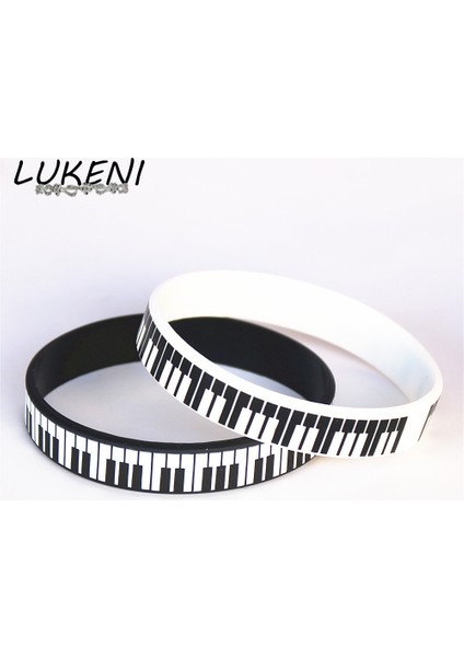 20CM Tarzı Kauçuk Siyah Lukenı 1 Adet Sıcak Satış Siyah Beyaz Baskılı Piyano Klavye Silikon Bileklik & Bilezik Müzik Sever Hayranları Hediyesi SH081 (Yurt Dışından) fırsatları