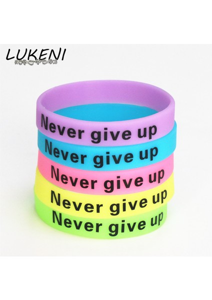 Çoklu Stil Sarı Lukenı 1 Adet Karanlıkta Parlayan Silikon Kauçuk Esneklik Spor Bilezik Asla Pes Etme Baskılı Unisex Kol Bandı Pembe Renk SH095 (Yurt Dışından)