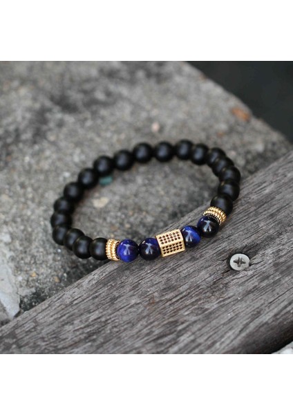 S180MM Stili B Erkek Bileklik Doğal Kaplan Gözü Taşı Boncuk Lapis Lazuli Taşları Difüzör Bilezikler Erkek Takı Hediye (Yurt Dışından)