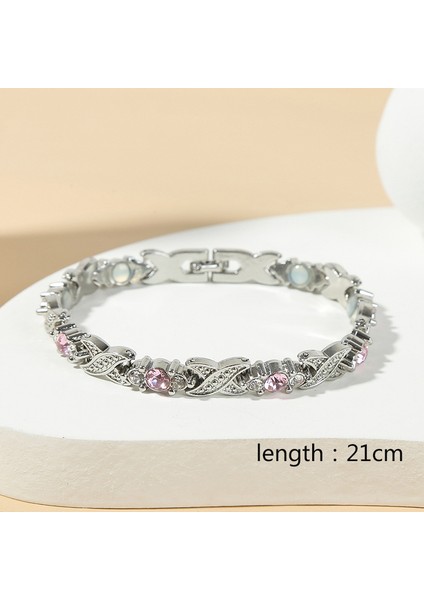 No.8 Boyutu 1 Adet Moda Enerji Manyetik Bilezik Yaratıcı Altın Rengi Parlak Taşlı Kadın Erkek Örgü Bilezik Takı Hediye (Yurt Dışından)