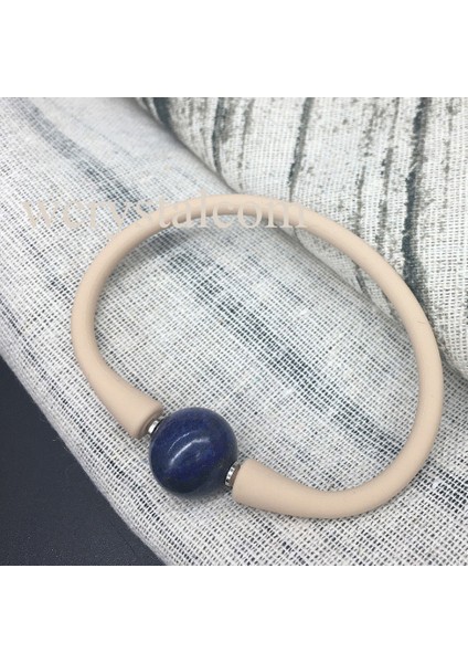 Ljhmy Doğal Lapis Lazuli Taş Boncuk Bej Silikon Bileklik Kauçuk (Yurt Dışından) fiyatları