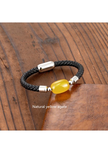 Renk Stili BXGM1042-7 2021 Trendli Çift Enerji Bilekliği Doğal Kaplan Gözü Taşı Akik Taşı Örgülü Deri Ip Bileklik Paslanmaz Çelik Bilezik (Yurt Dışından) fırsatları