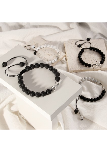 Ayarlanabilir Stil 4 Numara El Yapımı Siyah Halat Örgü Bilezik Şanssız Sınırsız Büyü Beyaz Boncuklu Sonsuzluk Bileklik Sevgililer Dilek Takısı Hediye (Yurt Dışından) modelleri