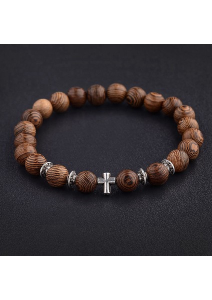 052-4 Sıcak Erkek Doğal Ahşap Boncuklu Haç Bilezik Oniks Meditasyon Dua Boncuk Bileklik Kadınlar Ahşap Yoga Takı Homme (Yurt Dışından) fiyatları