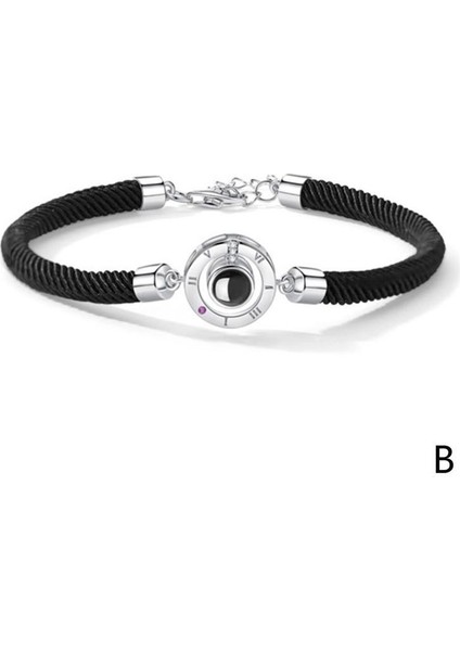 Ab Hafıza Çift Bilezik 100 Dil Seni Seviyorum Yansıma Bilezik Hediye Şanslı Kırmızı Siyah Moda Romantik Sevgili El Yapımı Halat (Yurt Dışından)