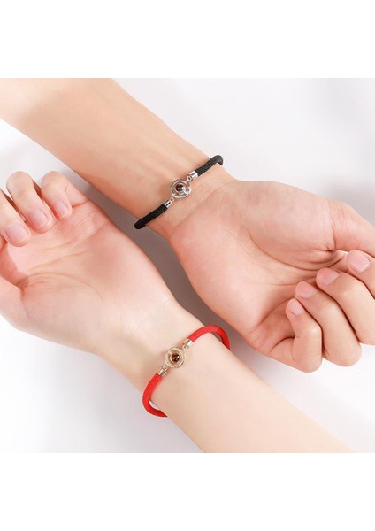 Ab Hafıza Çift Bilezik 100 Dil Seni Seviyorum Yansıma Bilezik Hediye Şanslı Kırmızı Siyah Moda Romantik Sevgili El Yapımı Halat (Yurt Dışından) fiyatları