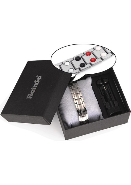 S Bilezik 1 Takım Rainso Lüks Erkek Takı Bilezik Titanyum Manyetik Denge Sağlık Bakımı Bileklik Erkek El Zinciri Dropship (Yurt Dışından)