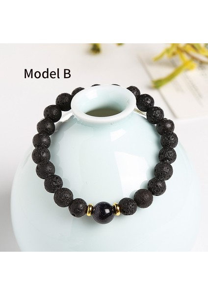 B Modeli Kadınlar Veya Erkekler Için Moda Takılar Galaxy Güneş Sistemi Bileklik - Turkuaz Lava Taşı ve Mavi Altın Kum Taşı Bilezik (Yurt Dışından)