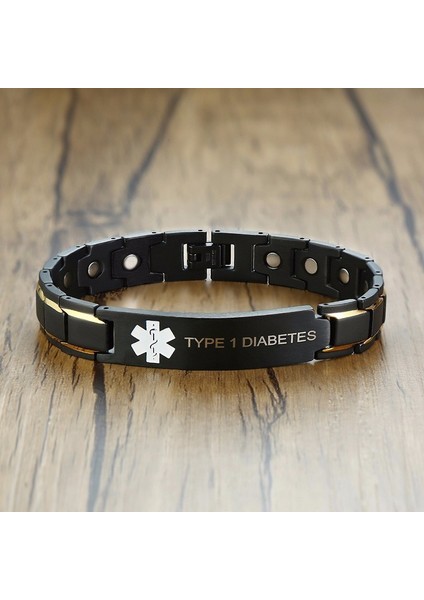 Varfarin Erkek Tıbbi Bileklik, Tip 1 ve 2 Kan Inceltici Varfarin Tıbbi Semboller Paslanmaz Çelik Bileklik Siyah Erkek Takı (Yurt Dışından) fiyatları