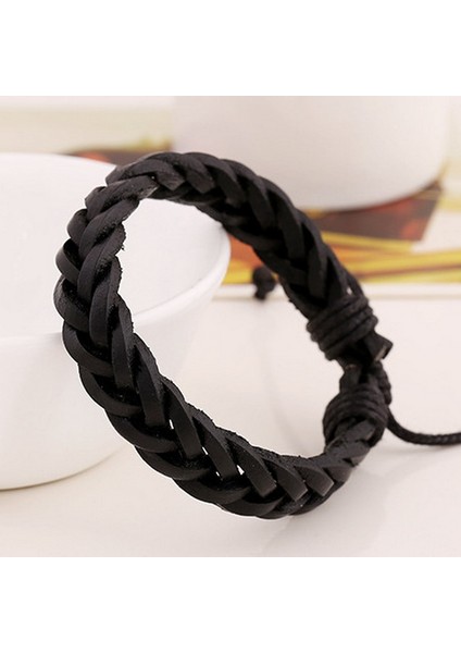 B014391 Kadın Erkek Bileklikleri Saf El Yapımı Deri Bileklik Moda Ayarlanabilir Bileklik Erkek Takı (Yurt Dışından)