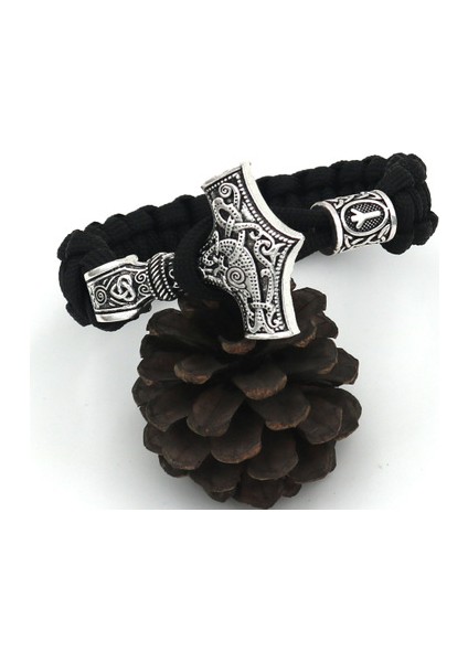 21CM Tarzı No.23 Boyutu Thor'un Çekici Mjolnir Bilezik Viking Iskandinav Kuzey Viking Bilezik Rune Tılsım Boncuk Takı Erkek Kadın Bilezikler Bilezikler (Yurt Dışından)