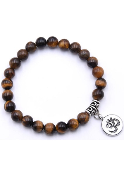 ZT110-18 Doğal Taş Boncuklu Bilezik Yoga Çakra Mala Bilezik Om Lotus Kadın Erkek Boncuklu Şans Bileklik Takı Pulseras (Yurt Dışından)