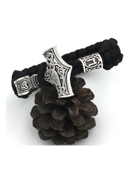 21CM Tarzı No.15 Boyutu Thor'un Çekici Mjolnir Bilezik Viking Iskandinav Kuzey Viking Bilezik Rune Tılsım Boncuk Takı Erkek Kadın Bilezikler Bilezikler (Yurt Dışından)
